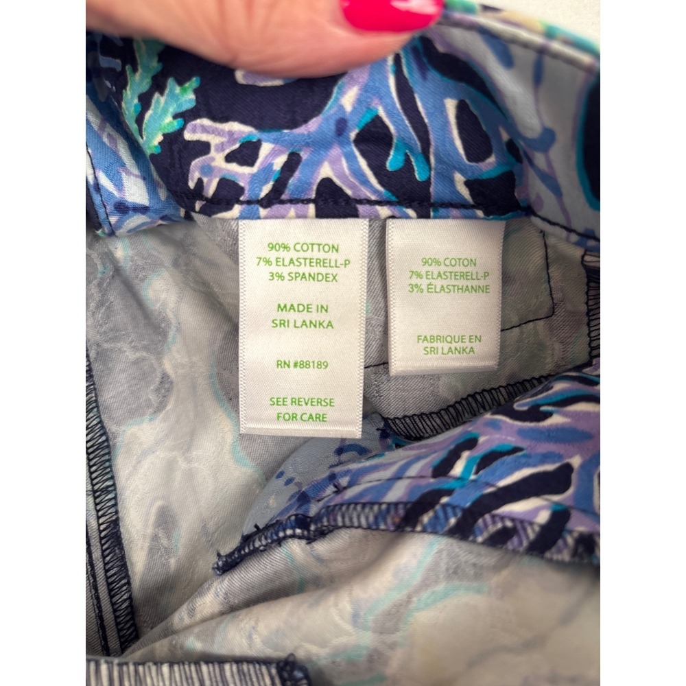 Lilly Pulitzer Kelly Ankle Pants Blue Purple Coral Reef Print Womens 8 Slim Leg - Picture 4 of 9